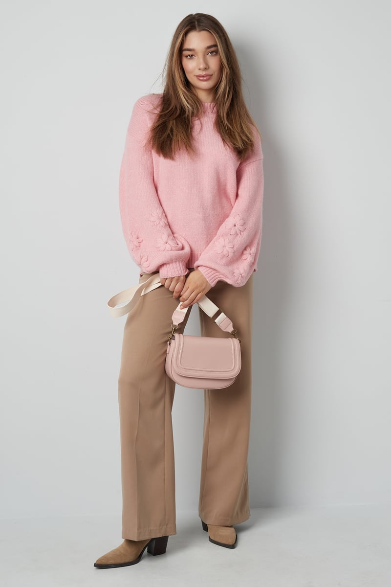 Lovely floral touch trui - grijs