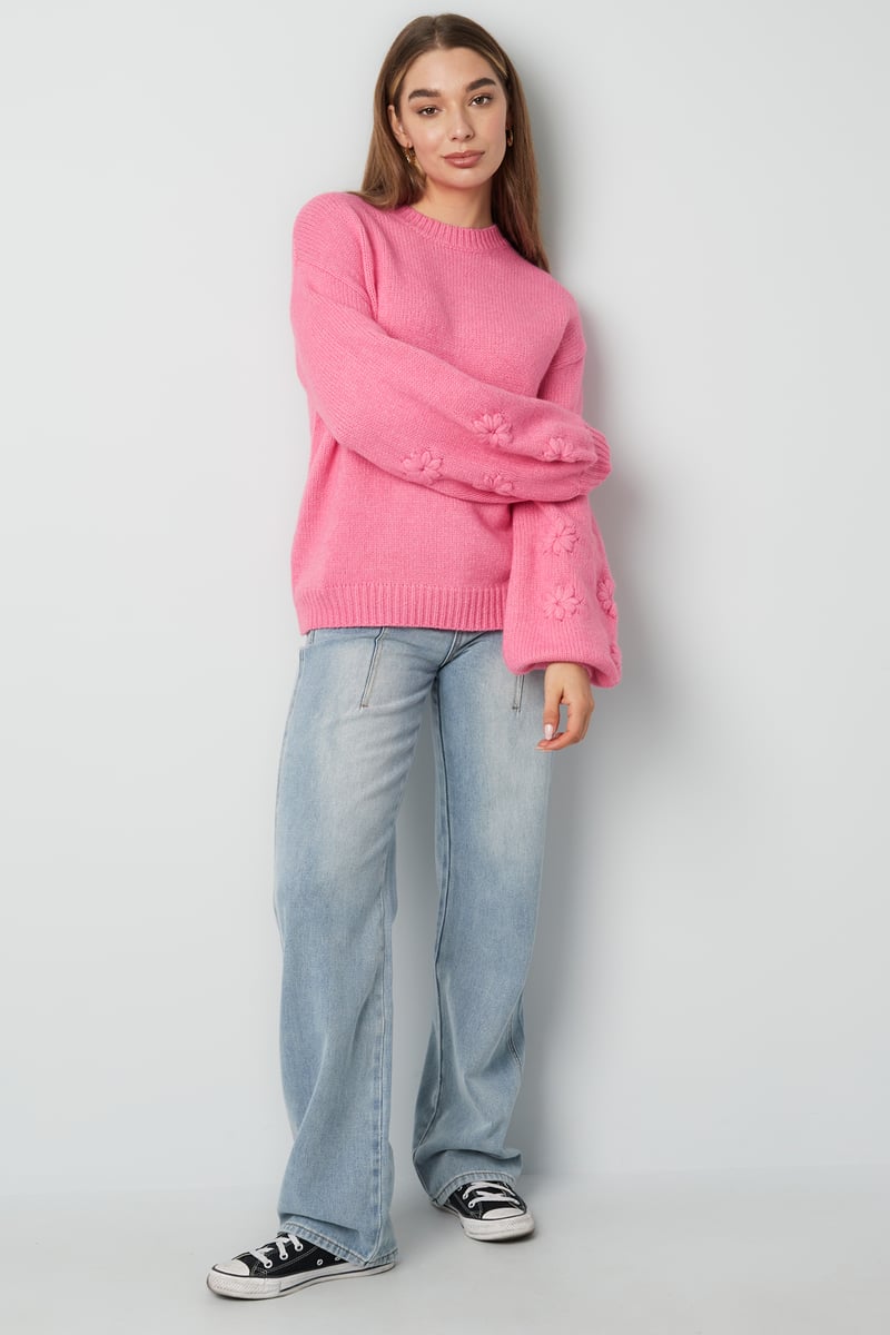 Lovely floral touch trui - grijs