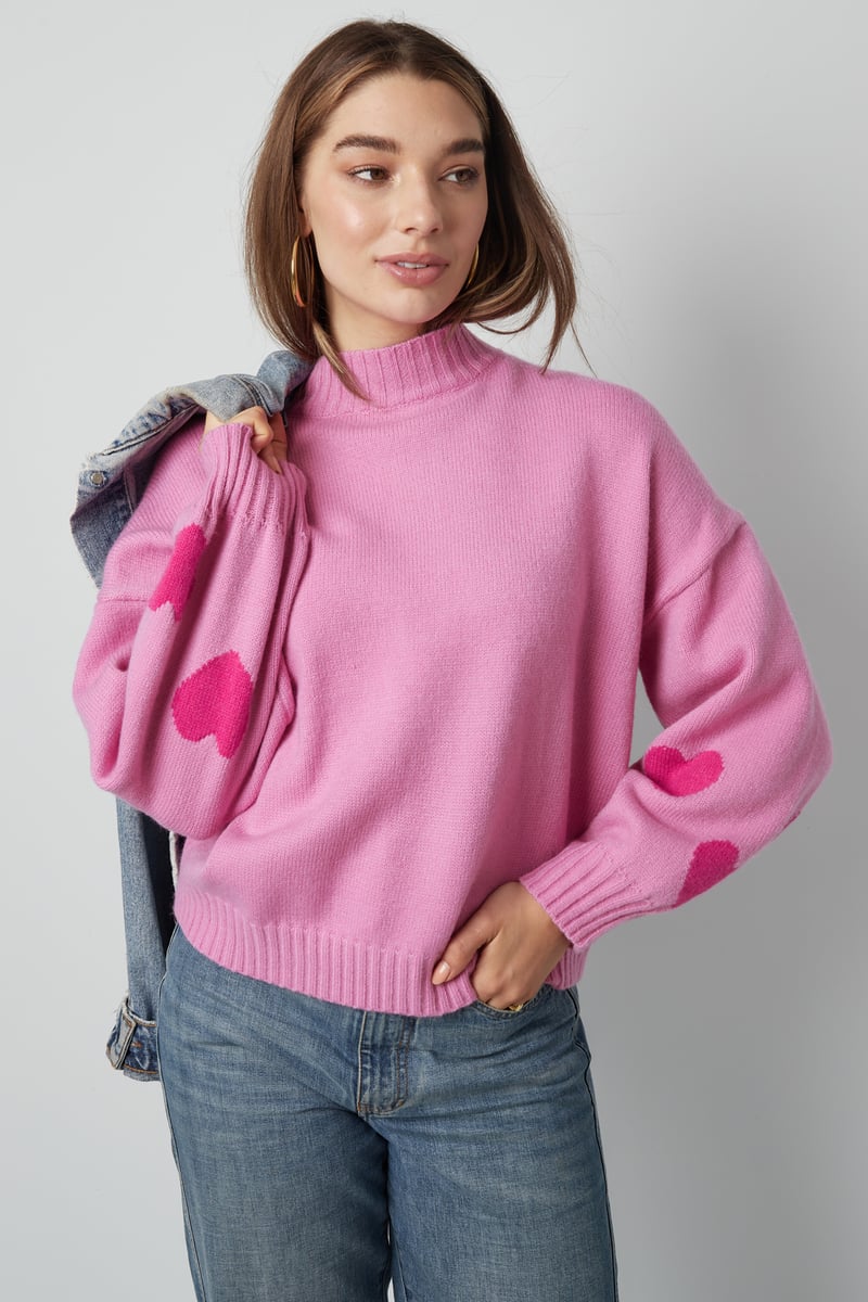 Comfort Heart Knit trui - fuchsia