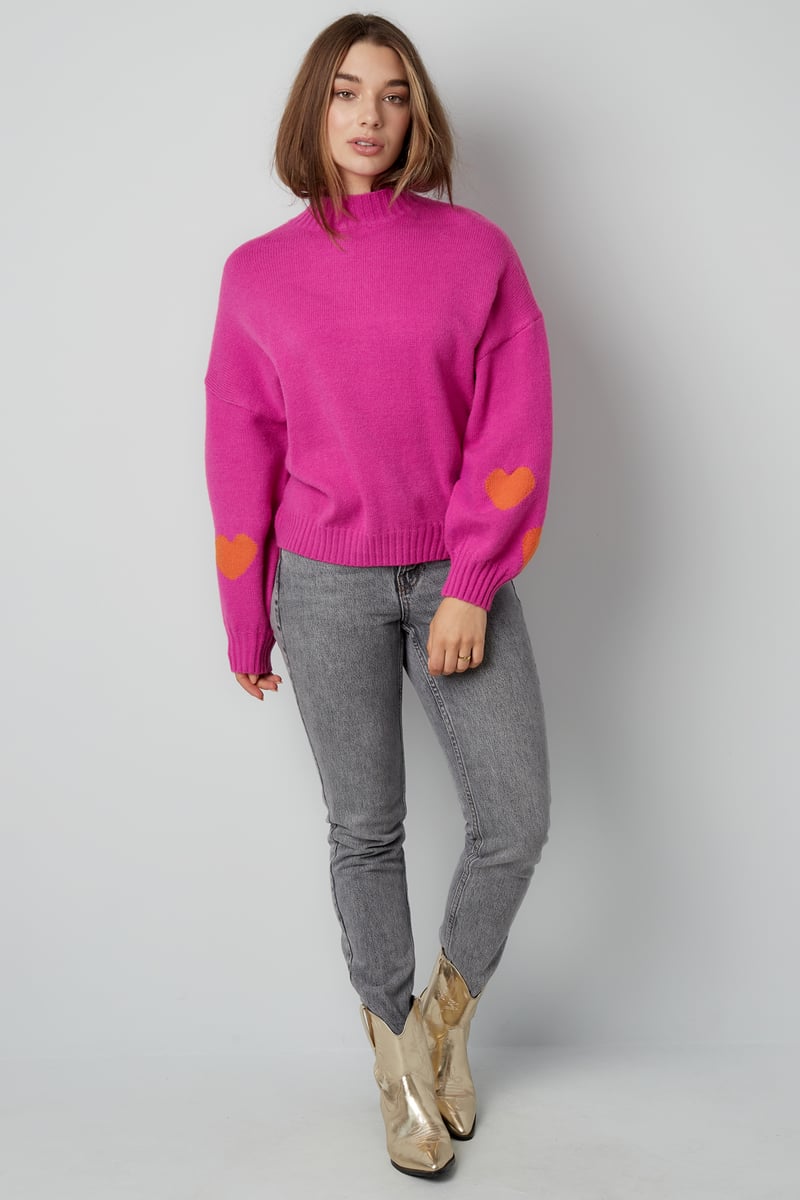 Comfort Heart Knit trui - fuchsia