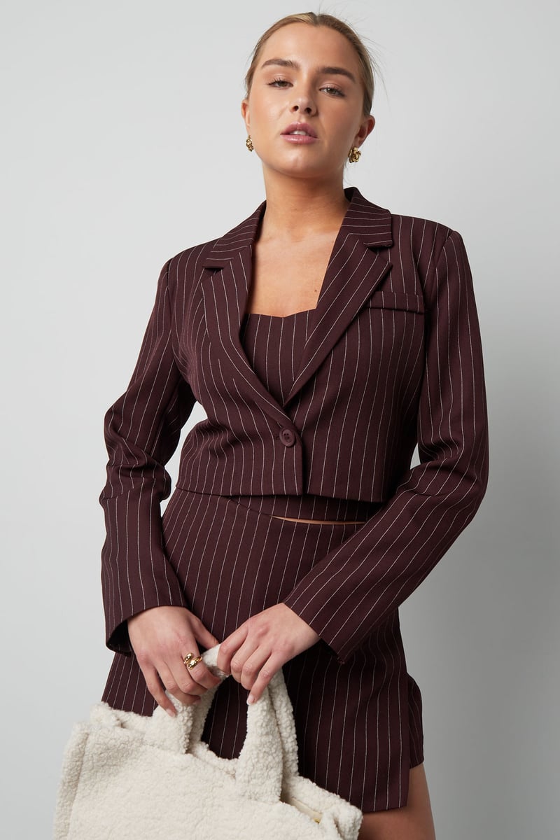 Krijtstreep cropped blazer - Grijs