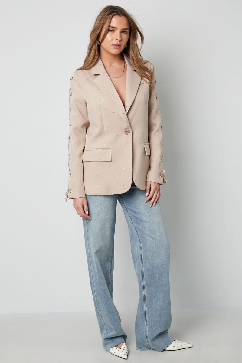 Blazer met steentjes en vetermouwen - paars