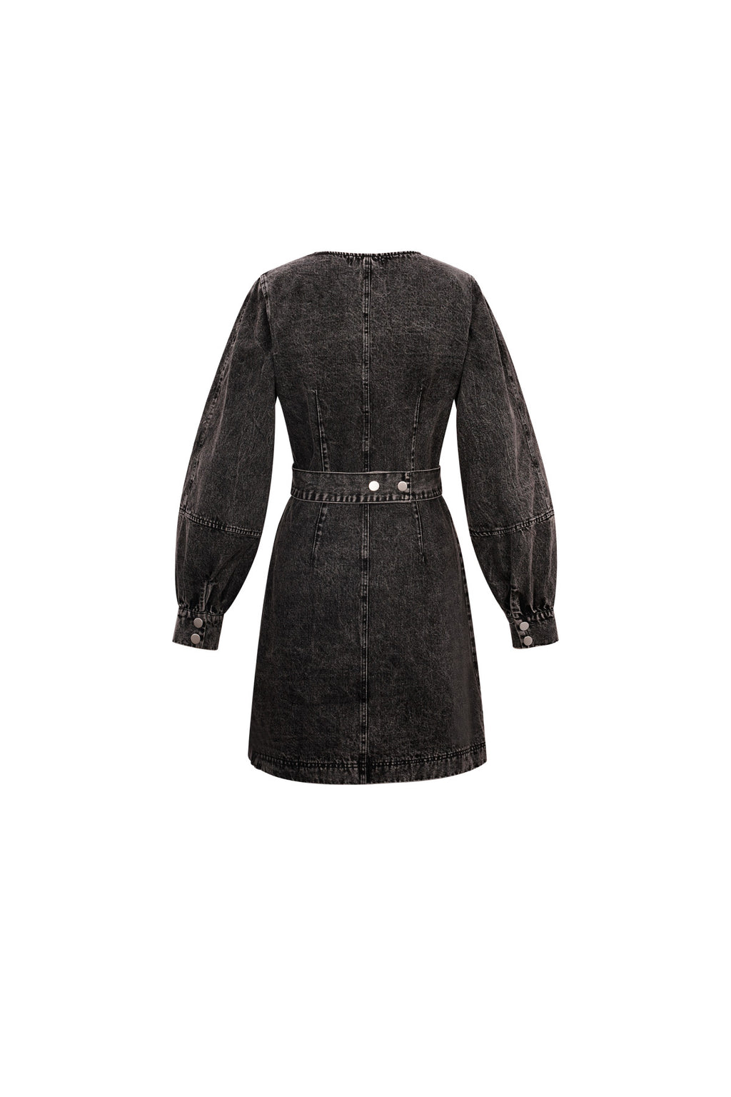 Denim overslag jurk - Zwart