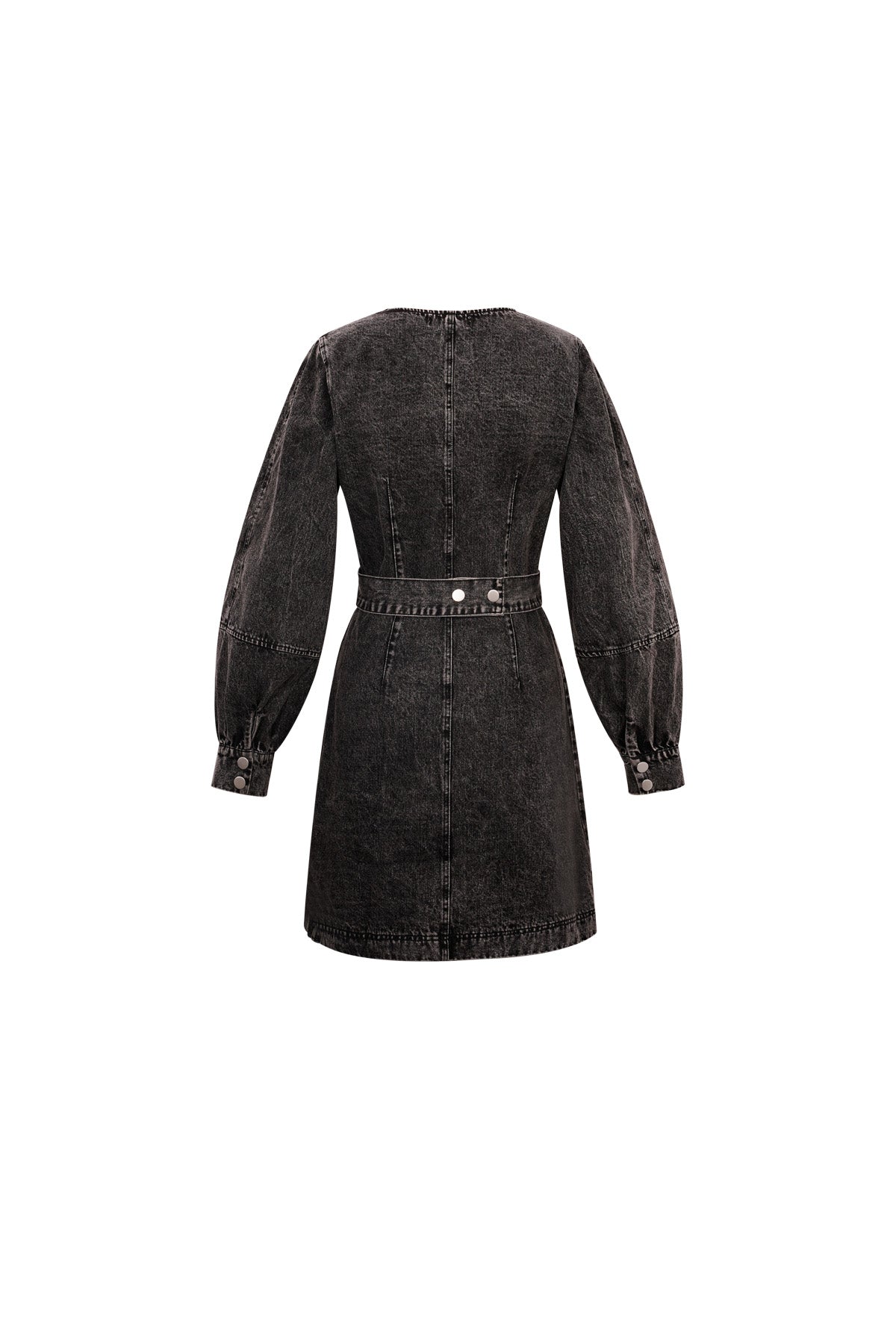 Denim overslag jurk - Zwart