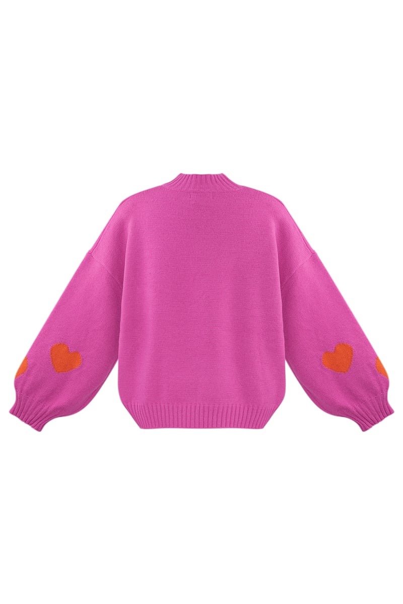 Comfort Heart Knit trui - fuchsia