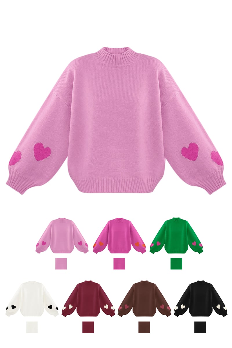Comfort Heart Knit trui - fuchsia