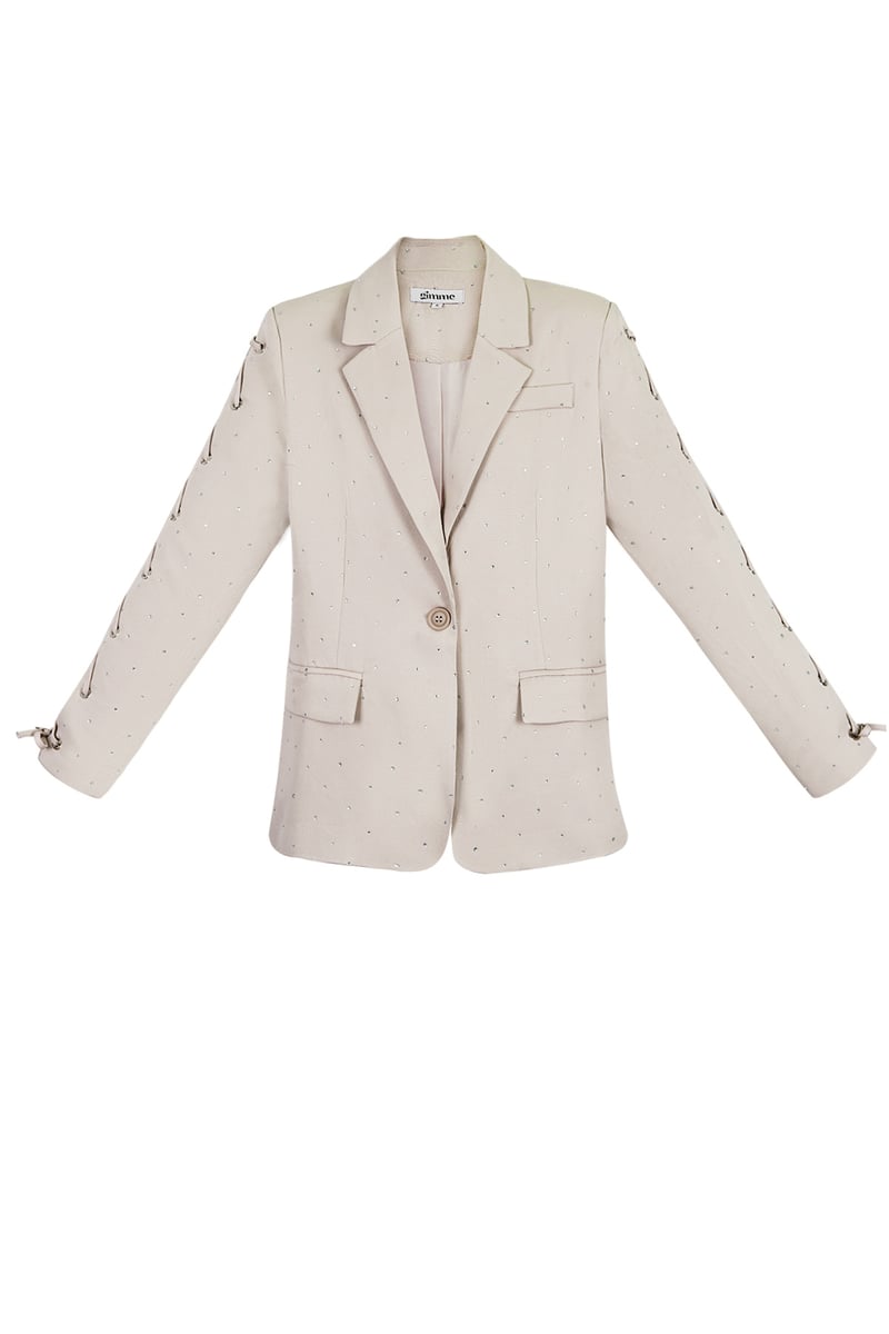 Blazer met steentjes en vetermouwen - paars