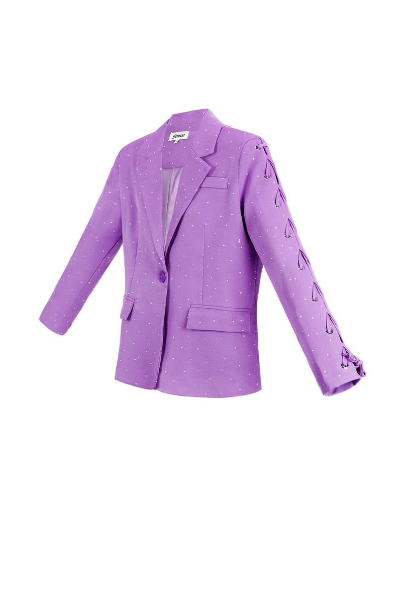 Blazer met steentjes en vetermouwen - paars