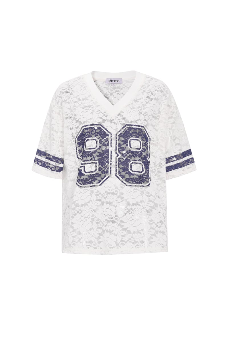 V-hals kant Amerikaans T-shirt